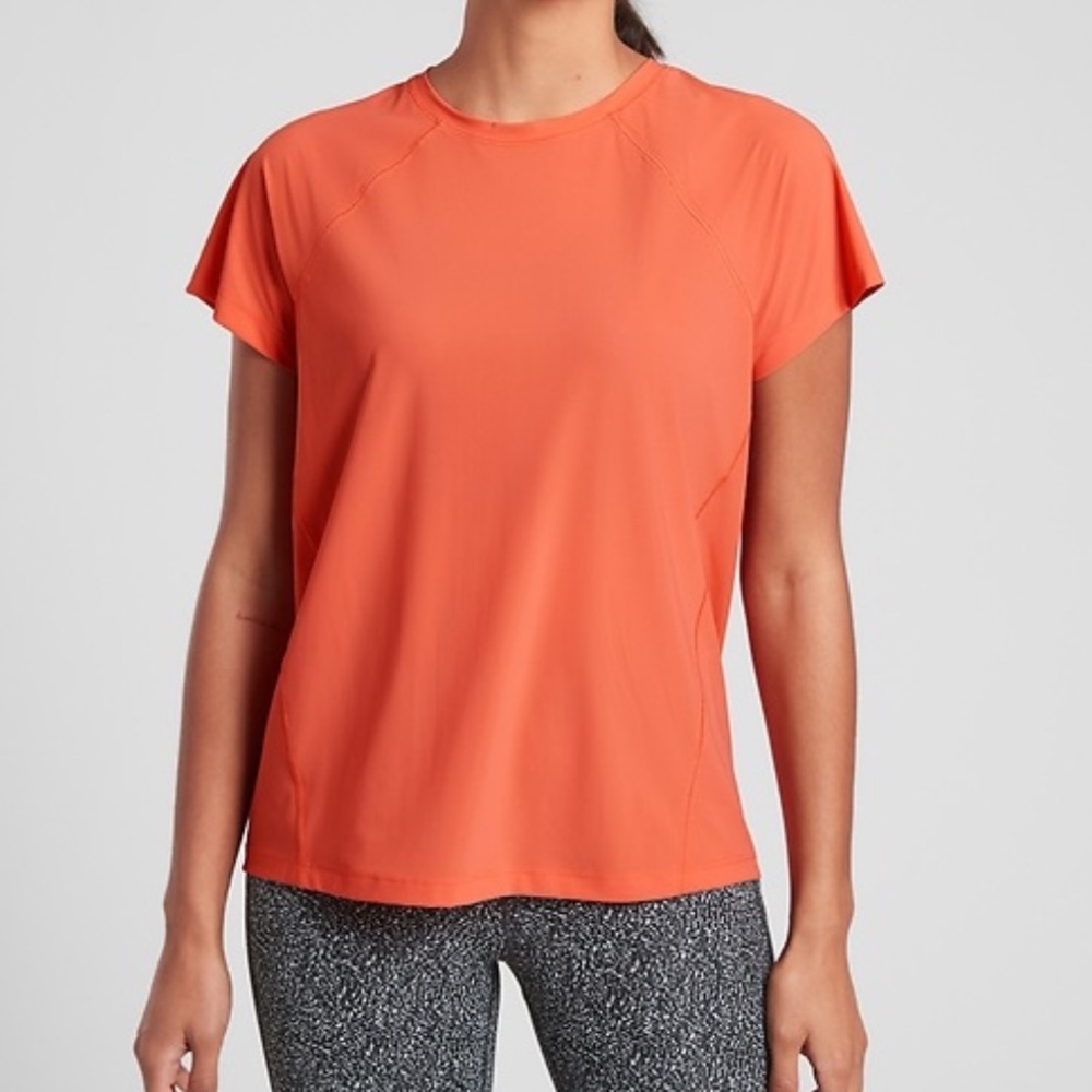Athleta Orange Ultimate Train Tee shirt top size XS